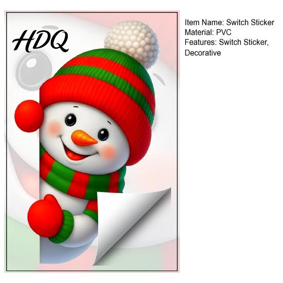 Creative Seasonal Stickers Christmas Snowman Switch Sticker Removable Decorative PVC Decal Cute Bedroom Wall Cartoon Art for Holiday Atmosphere