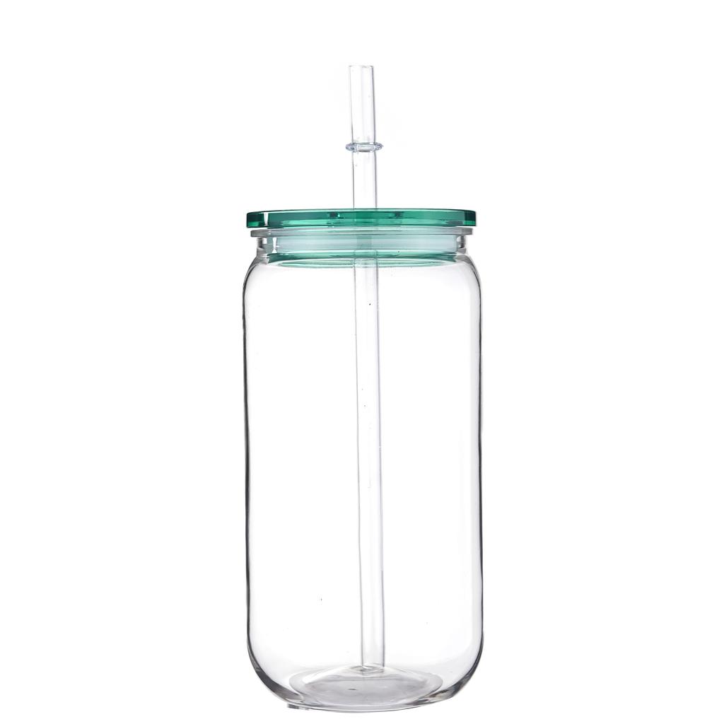 Vaso de plástico transparente con pajita y tapa de color Viene con pajita y tapa para vaso Puede Leche Café A prueba de derrames 16 OZ