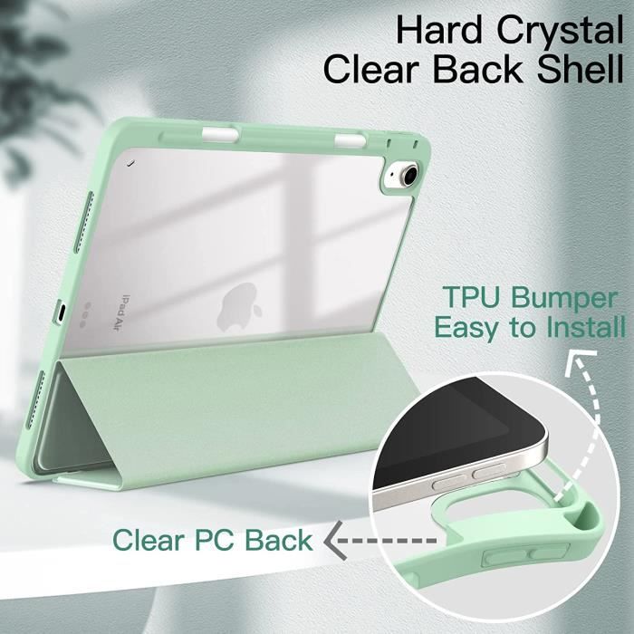 Case for iPad Air 5-4 (10.9 Inches 2022-2020 5th-4th Generation) with Pencil Holder, Slim Transparent Back Case Stand A[1837]