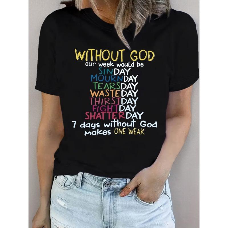 

Женская футболка - Повседневная с круглым вырезом, Топ с коротким рукавом для весны и лета, Машинная стирка, Весенняя мода Вдохновляющая цитата | Эластичная ткань S чёрный