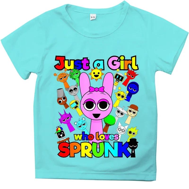 Just A Girl Who Loves Sprunki Tshirt Girls Cartoon Short Sleeve Summer Fashion Kids Clothes Baby Boys Incredibox Game T Shirts