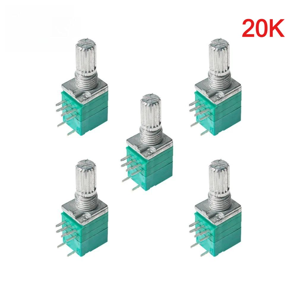 5PCS RK097N 8Pin RK097 5K 10K 20K 50K 100K B5K with A Switch Audio Shaft 15mm Amplifier Sealing Rotary Potentiometer Kit