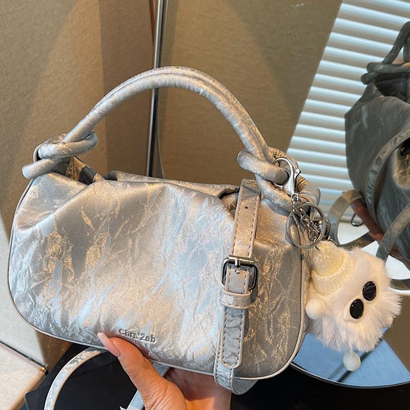 Fashionable Handbag Small Shoulder Bag Pleated Small Square Bag Simple and Stylish Single-shoulder Crossbody Bag