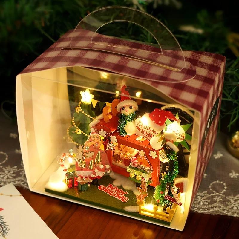 Christmas Gift Diy Dollhouse miniatures Tiny Houses Doll House miniaturas Home Toys Birthday Gifts Scene of the Magic Detecti