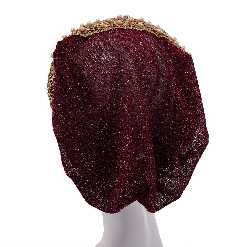 Lace Trim Women's Lace Turban Cap Embroidery Bonnet Head Wraps Islamic Turban Hat Women