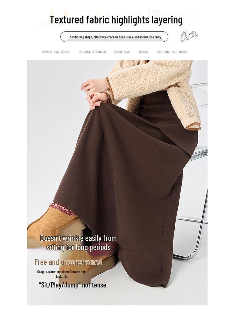2025 New Design Women's Irregular Gray Woolen A-Line Tie-Up Long Skirt for Autumn/Winter