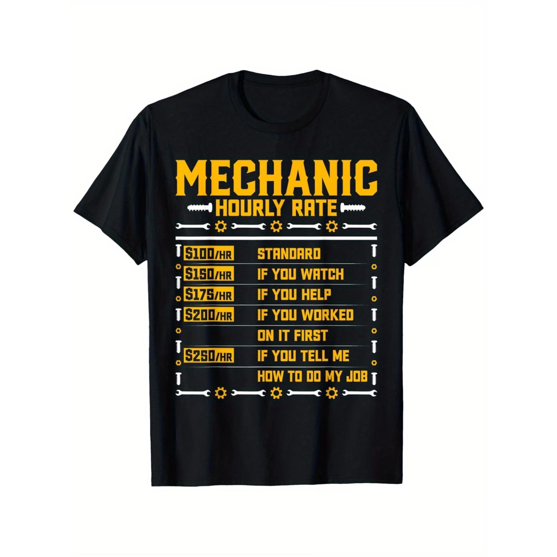 

Mechanic Hourly Rate - Funny Auto Mechanic Car Machinist T-Shirt, Unisex Cotton Casual Round Neck Outdoor Short Sleeve T-shirt XXL