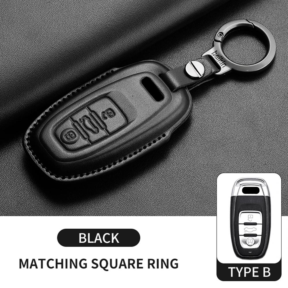 Leder Auto Schlüsselhülle für A4L A5 Q7 TT TTS A3 A4 B9 A6 A7 4K A8 E-tron Q5 Q8 C8 D5 SQ8 Auto Schlüsselanhänger Zubehör