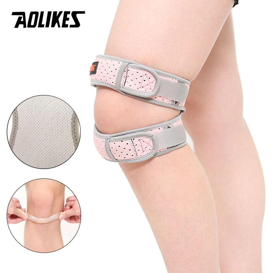Aolikes Adjustable Patella Knee Strap Double Compression Pads Support For Running Basketball Football Cycling