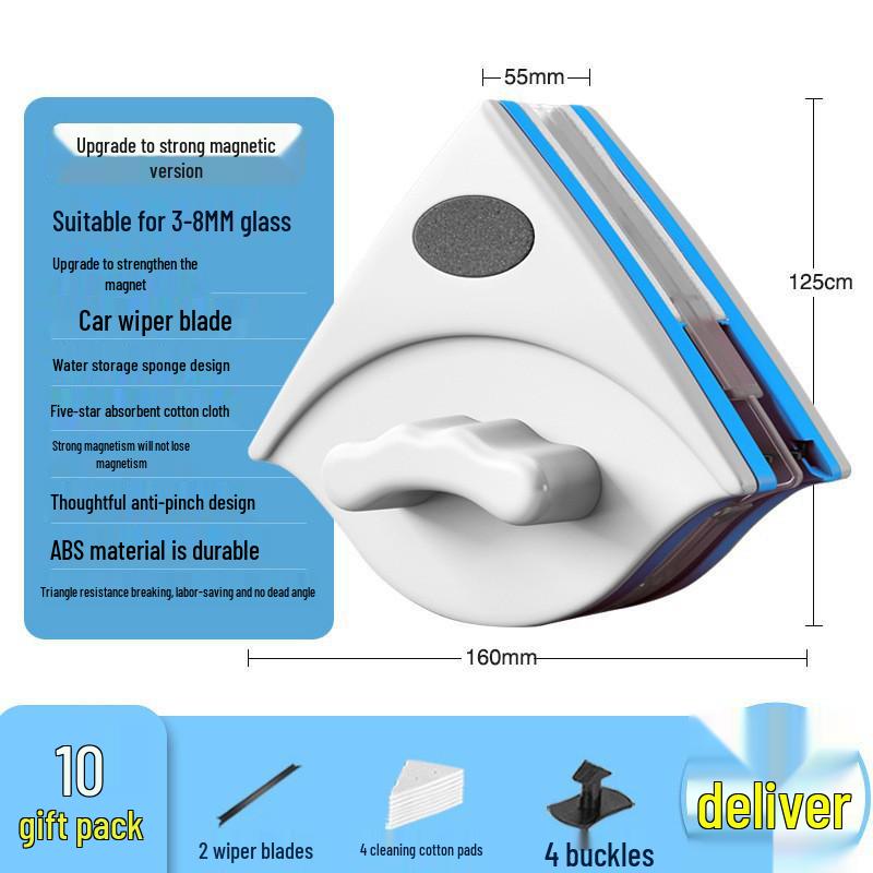 Dual-Sided Magnetic Glass Wiper Tool for High-Rise Windows