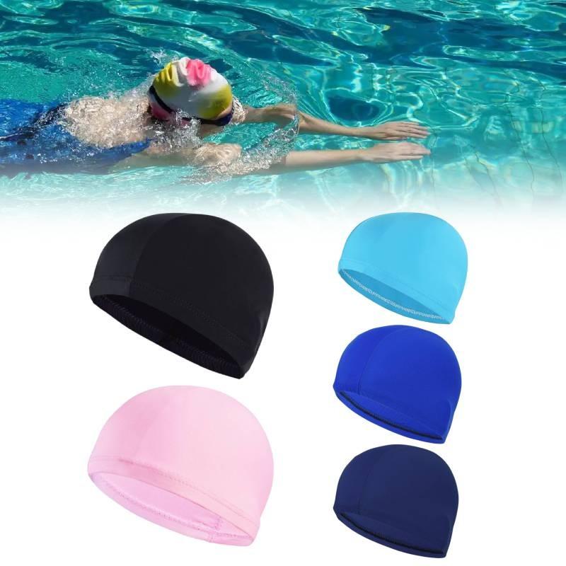 Color Solid Nylon Swimming Cap Durable High Elasticity Hat Outdoor Activities
