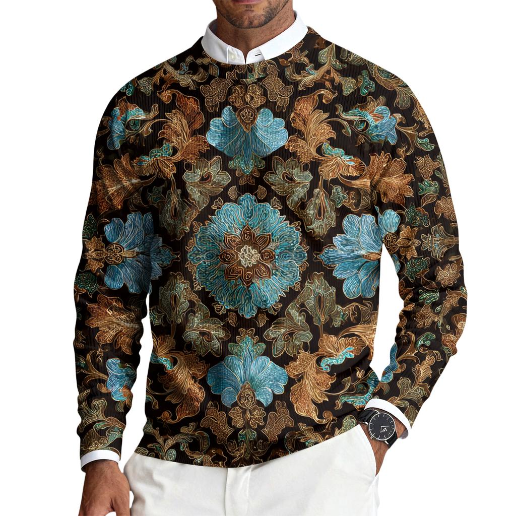 Herren Rundhals Langarm Rippstrick Pullover