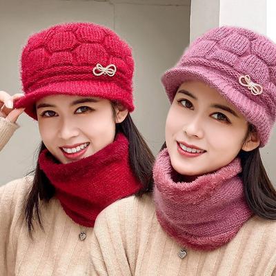 Autumn and Winter Hat Old Woman Warm Grandma Hat Mother Hat Old Lady Fleece Knitted Wool Hat