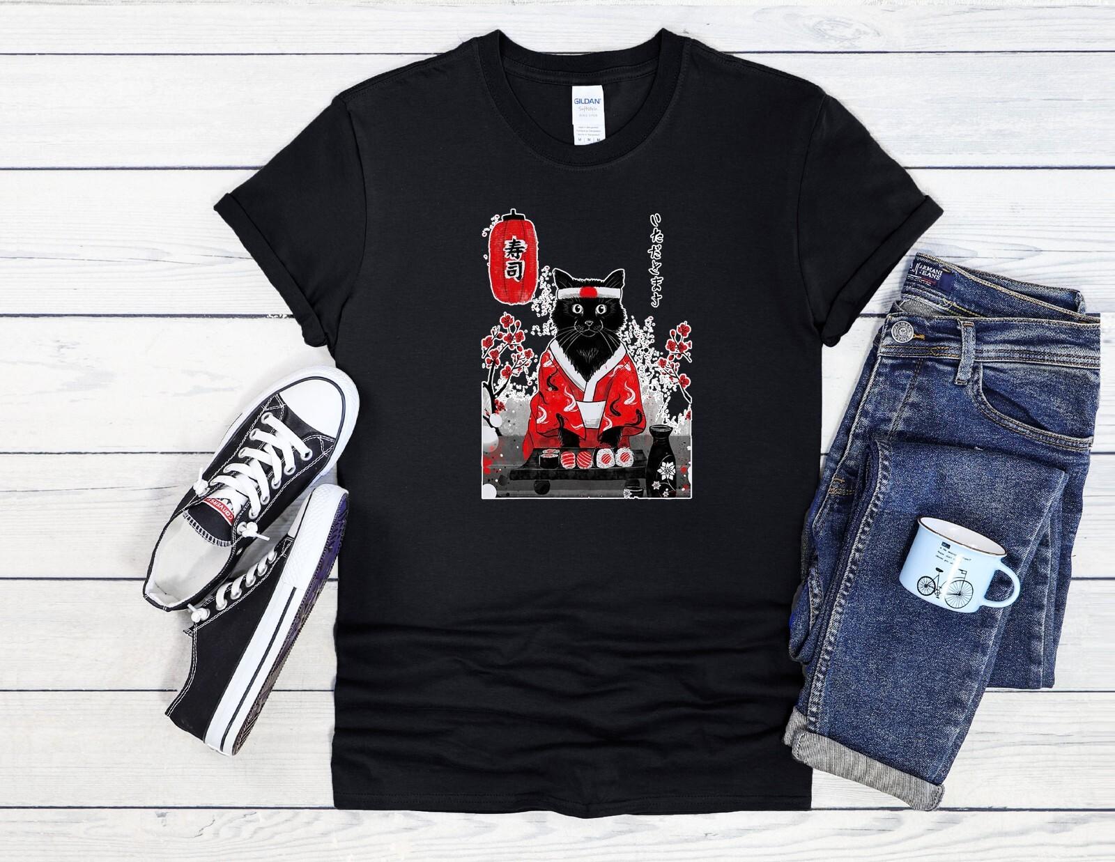 

26 Sushi Cat T-Shirt Japanese Art Men Women Unisex Shirt Hoodie Baseball 4219 Unisex T-Shirt M