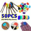 50PCS Soft Silicone Multicolor Key Cap Covers Key Identifier TagsKeyring Label Keys Organizer