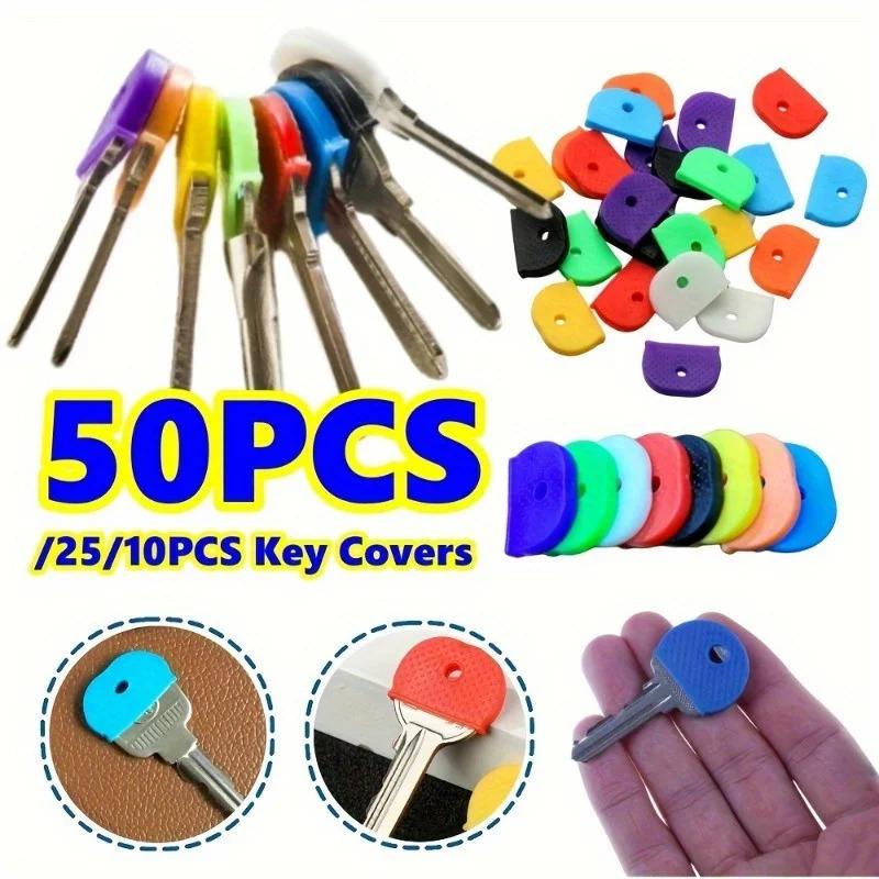 

50PCS Soft Silicone Multicolor Key Cap Covers Key Identifier TagsKeyring Label Keys Organizer різнокольоровий