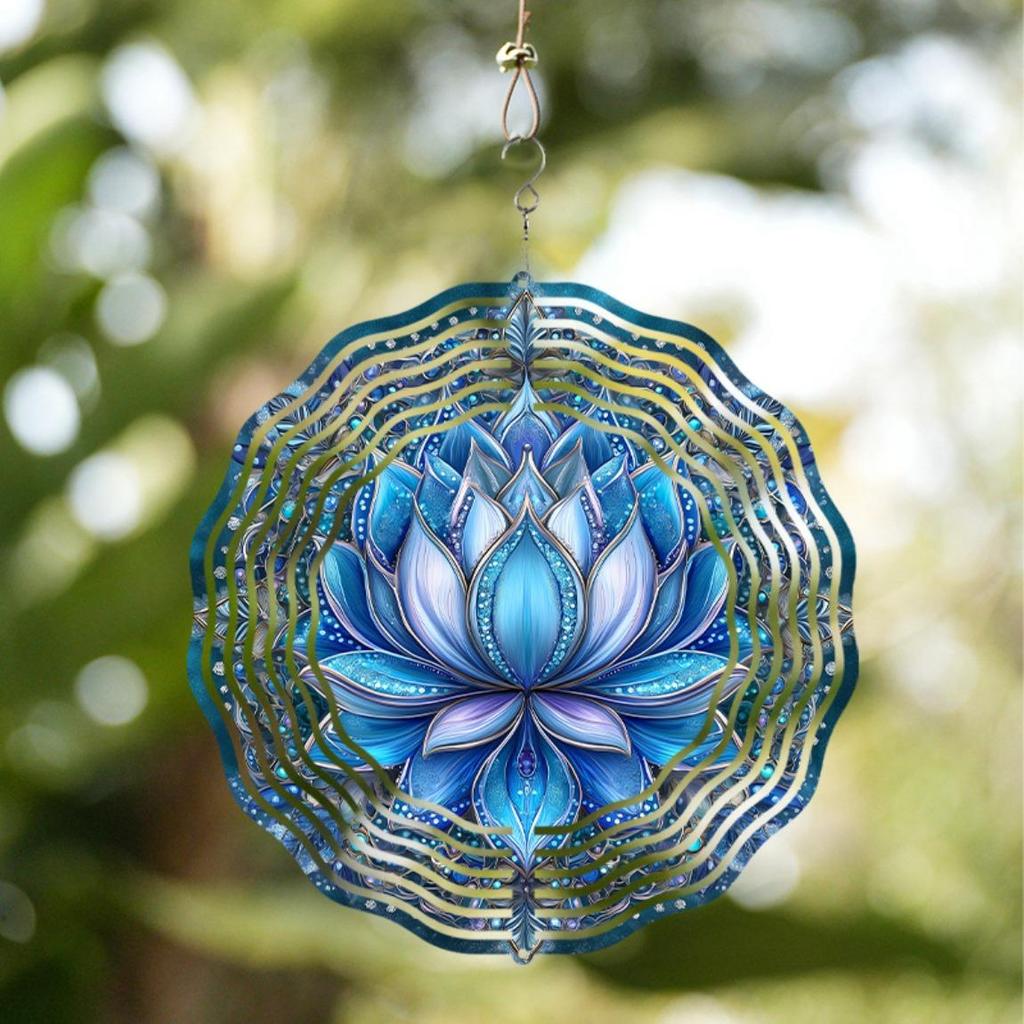 Clopoțel de Vânt Metalic de 10 Inch Design Lotus pentru Decor Exterior Interior Grădină Pridvor Terasă Nu Necesită Alimentare Cadou de Sărbători Decorațiune Casă