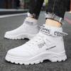 Winter High Top Men Casual Shoes Leather Outdoor Man Sneakers High Quality Male Walking Sport Shoes Handmade No-slip Mens Boots