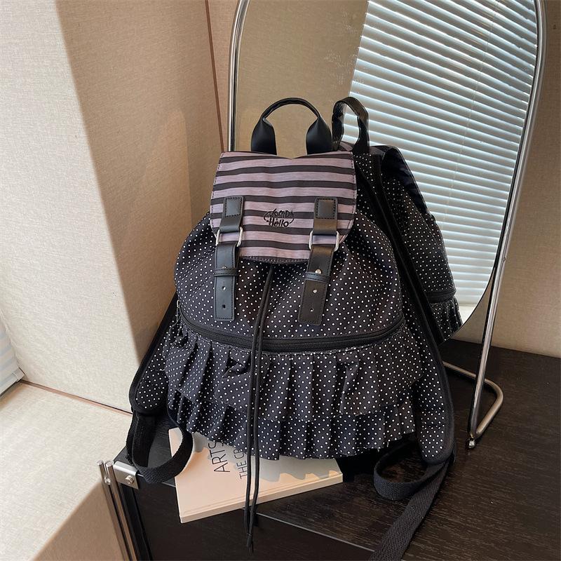 

Милый рюкзак-пуанты в горошек, женский новый модный рюкзак, повседневный школьный рюкзак большой вместимости чёрный