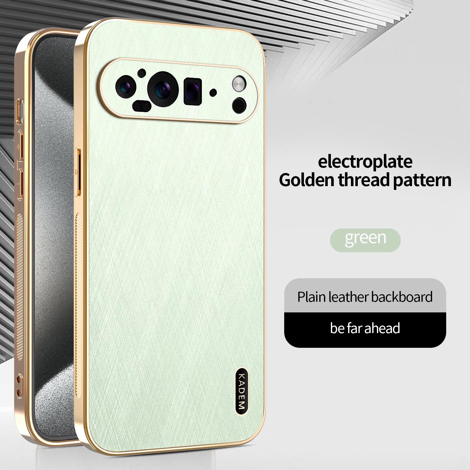 

For Google Pixel 8 9 Pro XL Phone Case Luxury Brushed Leather Electroplated Bumper Soft TPU Cover Google Pixel 9 Pro зелёный