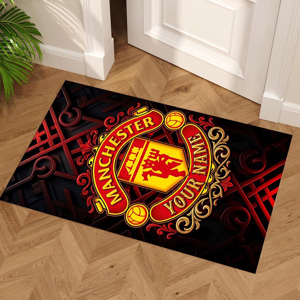 Manchester Customized Name Floor Mat Design for Playrooms Study room Outdoor Hallway Anti-slip Rug Decorate Offices Perfect Gift for Friends & Family