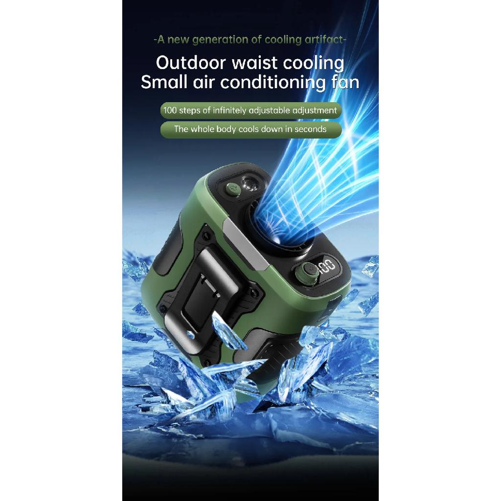 2025 13500RPM High-speed Waist Hanging Electric Fan Portable 6000mAh Power Bank Clip Waist Outdoor Construction Site Small Fan