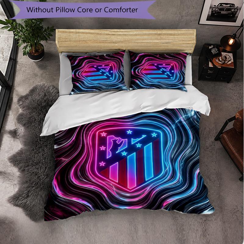 Set Lenzuola Atletico Madrid Modello 3 Pezzi Morbida Copripiumino in Microfibra con Federe per Camera da Letto