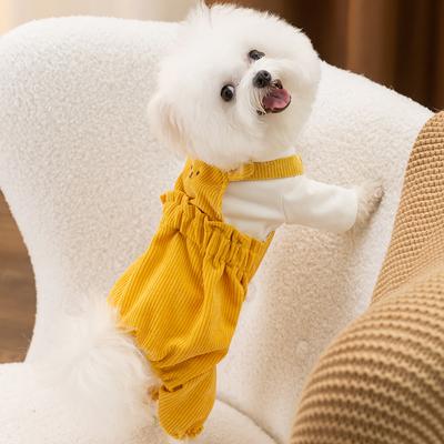 Korean Version of Autumn and Winter Dog Cute Bear Corduroy Overalls Set Pet Cat Four-legged Pet Dog Clothes