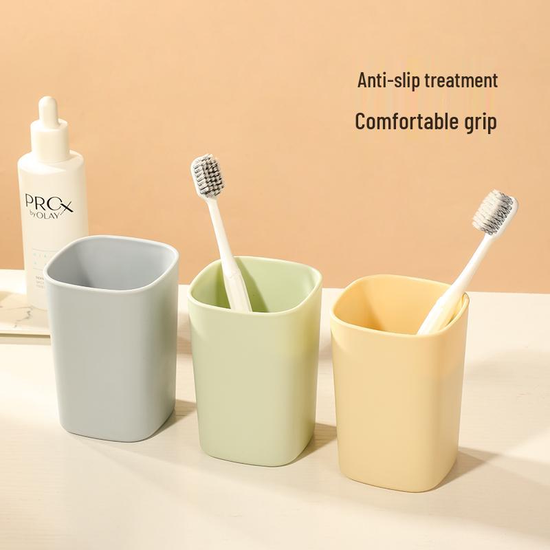 Square Plastic Toothbrush and Toothpaste Holder Set - High-Grade Mouthwash Cups for Couples and Kids