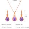 Hot Pendant Emerald Earrings Drop Necklace Jewelry Set Female Ins Wind, Europe and Colored Diamond Necklace Earrings Set,