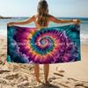 Tie Dye Spiral Galaxy Beach Towel Patterned Sunscreen And Windproof Suitable For Swimming Pool Camping Travel