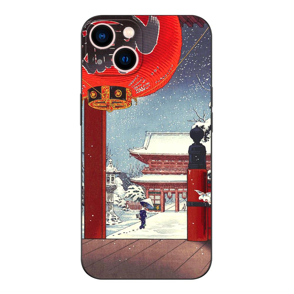 Schwarze TPU-Hülle für OPPO A32 A33 A53 A53S A54 A55 A73 A74 A76 A77 A91 A94 A95 A93S A92S 4G 5G Retro Tokio Japanische Kunst
