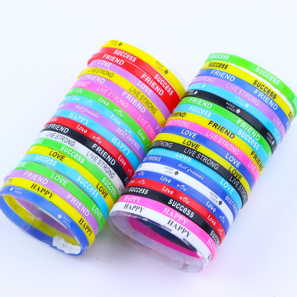 20/30/50/100Pcs/Lot Fashion Sport Multicolor Luminous Silicone Bracelets Men Women Mix Style Rubber Wristband Jewelry Gift