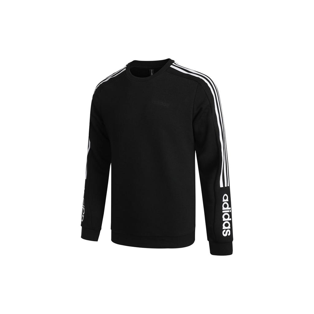 Adidas Neo Basic Short Sleeve Logo Print Knit Crewneck Sweatshirt Men Tops Black H45108