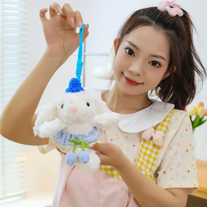 Popular Flower Dress Princess Rabbit Pendant Cute Long-eared Rabbit Keychain Girls Bag Boutique Pendant Doll
