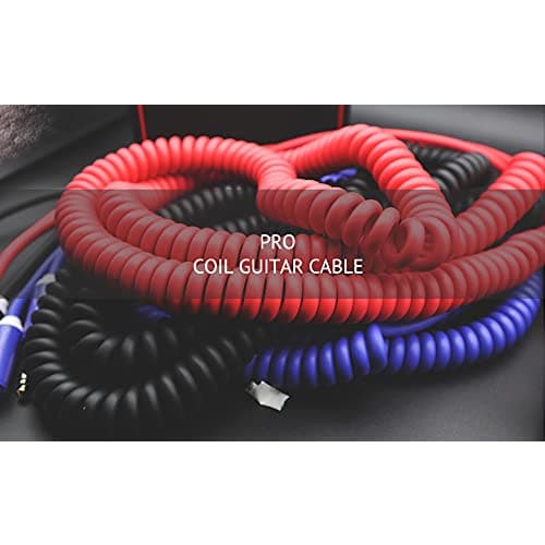 Aestivate 10m Coiled Guitar Cable with Bass Shield and 6.35mm Stereo Plug for Instruments (Black)