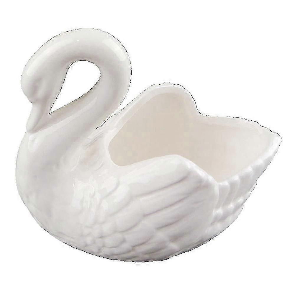 Creative White Swan Ceramic Flower Pot Multifunction Candlestick