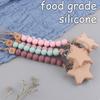 Beads Food Grade Beech Wood Star Pacifier Clips Chains Molar Chain Lanyard Baby Pacifier Chain