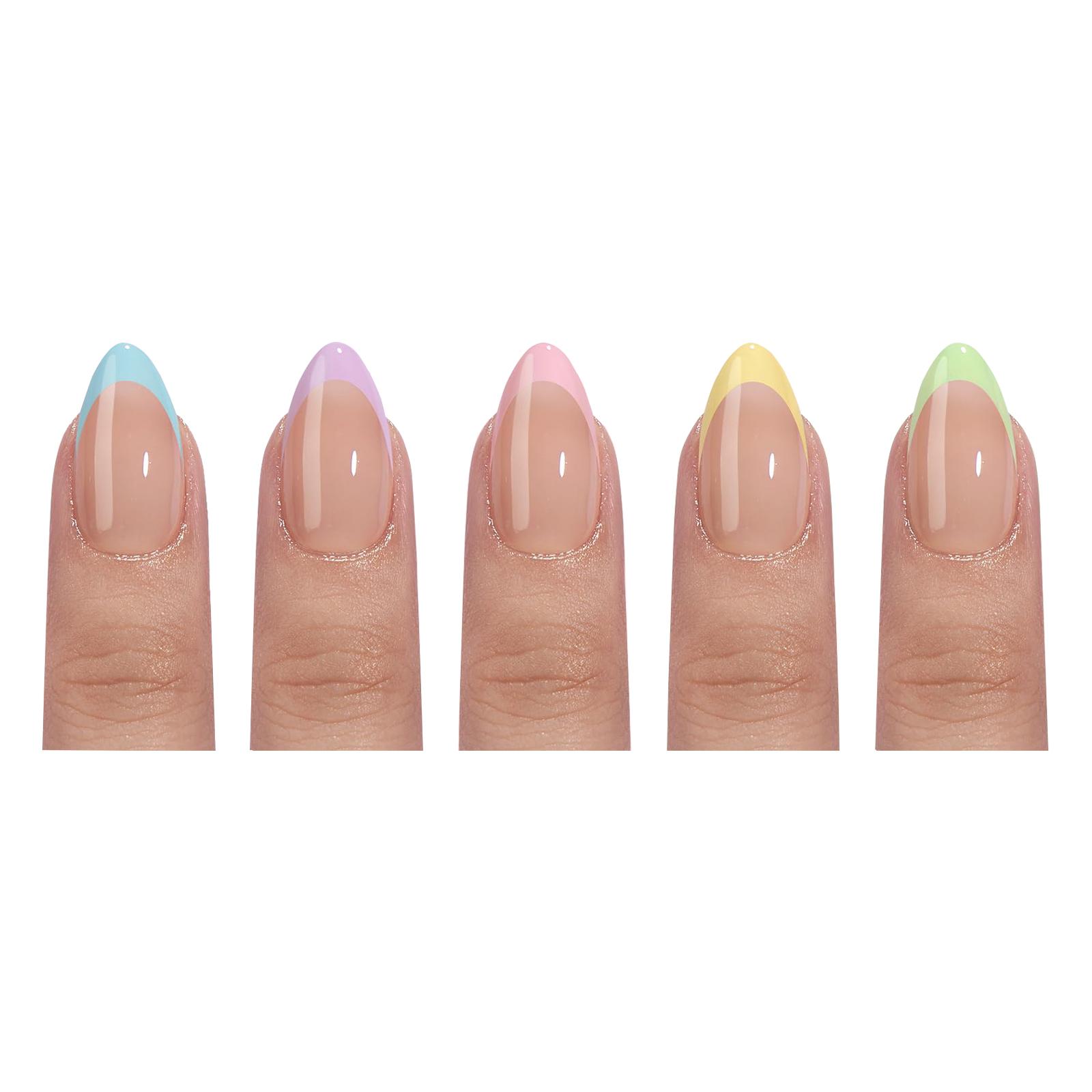 

150 шт. накладных гелевых накладных ногтей 3 в 1 предварительно окрашенные французские ногти накладные ногти 14 размеров для наращивания ногтей 2