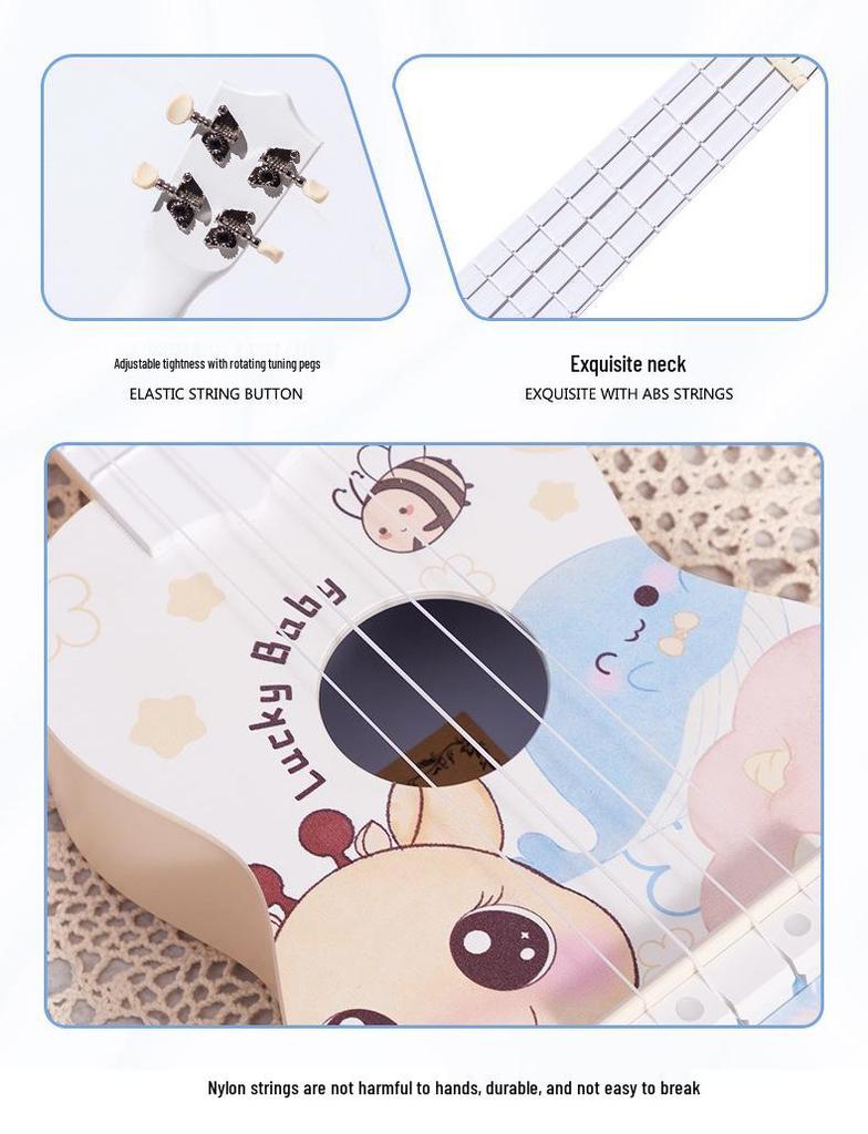 Giraffe Cartoon Ukulele - Cute Entry-Level Musical Instrument for Beginner Students