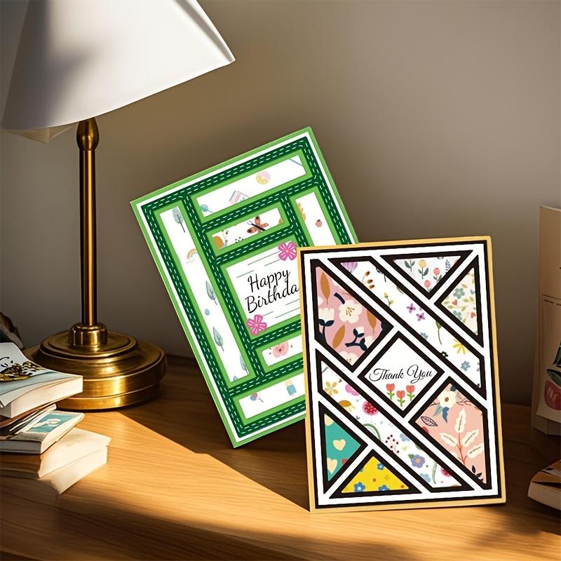 2 szt. Patchworkowy Prostokąt Tło Robienie Kartki z Życzeniami Zestaw Stempli Wykrojnikowych - Narzędzie DIY do Cięcia Metalu i Wytłaczania do Scrapbookingu i Rękodzieła Papierowego