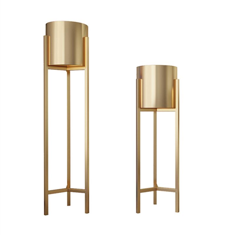 Golden Flower Stand, Indoor Light Luxury Ironwork Flower Pot Stand, Elegant Floor-Standing Home Living Room Decoration, Stylish