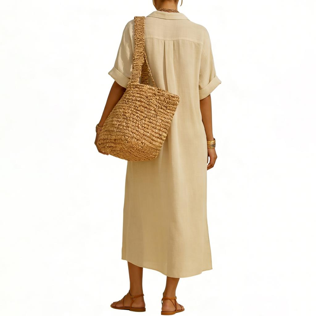 Dámské ležérní a módní volné pruhované košilové šaty