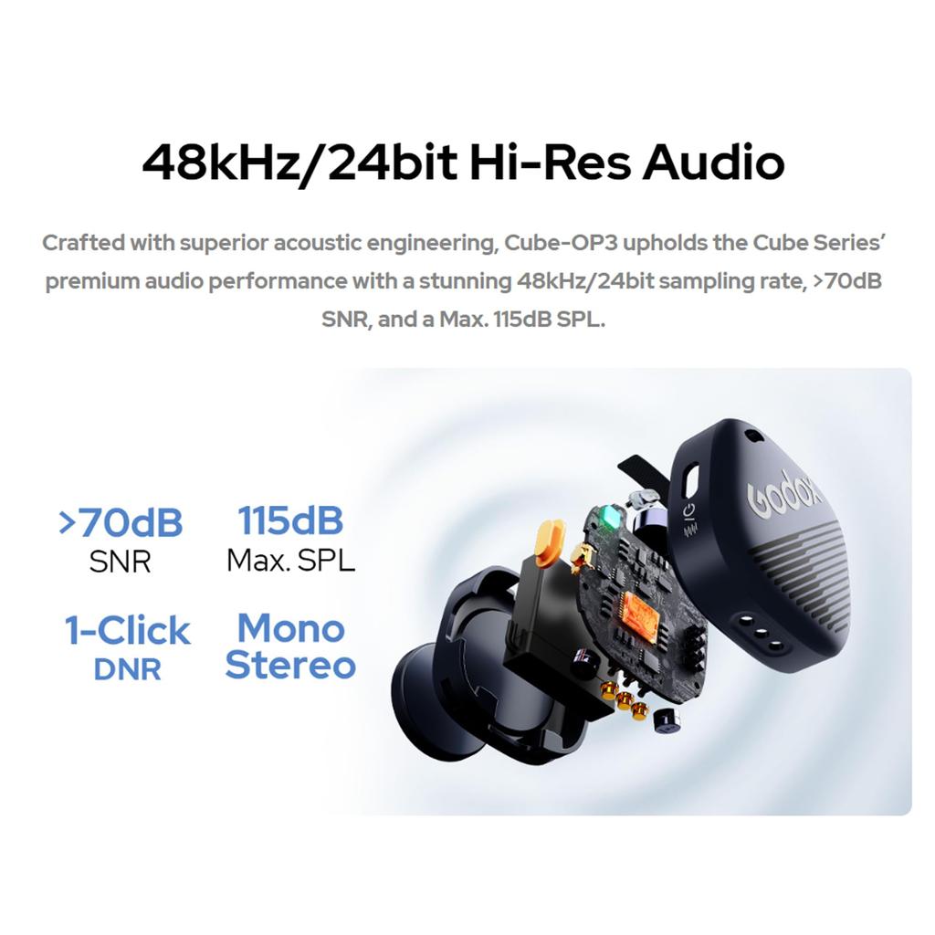 Godox Drahtloses Mikrofonsystem mit 200 m schneller, ideal für Live-Streaming und kompatibel mit DJI Osmo Pocket 3 Cube-OP3 Langstreckenübertragung,