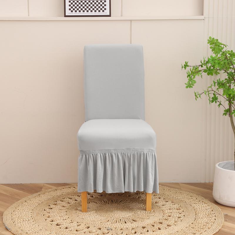 

2025 new chair cover universal thickened dining chair cover hotel non-slip skirt chair cushion cover household 1pcs серебряный серый