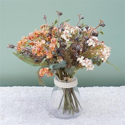 9 piezas/ramo de flores artificiales ligero de uso amplio, ecológico, de moda, eucalipto, flores falsas decorativas para el hogar