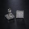 Huitan Simple Stylish Square Shape Women Stud Earrings Micro Paved CZ Stone Versatile Earring Full Bling Iced Out Trendy Jewelry