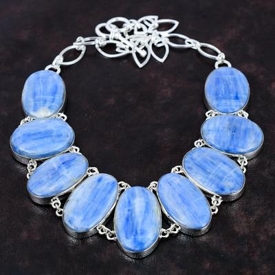 Kyanite Necklace Handmade Gemstone Necklace 925 Sterling Silver Necklace Adjustable Chain Necklace Kyanite Jewelry Anniversary Gift For Wife