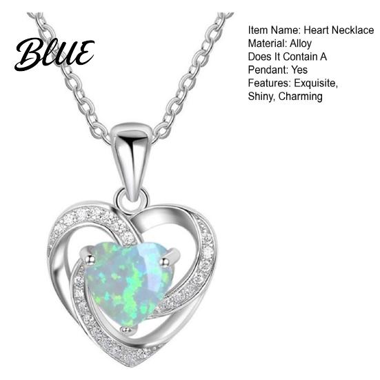 Colorful Stone Pendant Faux Crystal Heart Infinity Necklace Sparkly Rhinestone