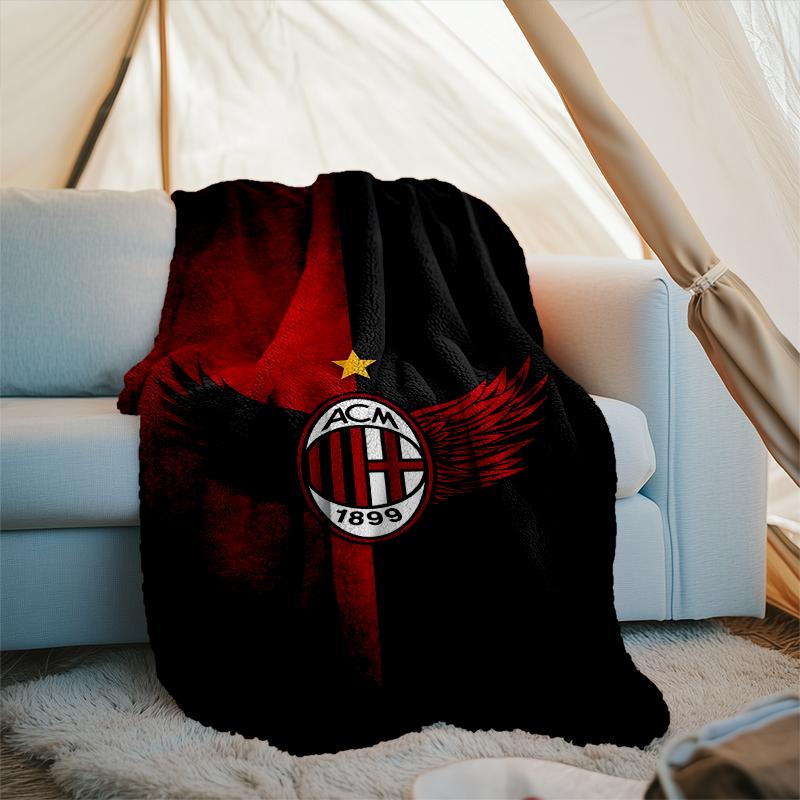 1PC Ac Milan Printed Soft Flannel Blanket Throw for Adult Bedroom Living Room Sofa Camping Travel Fan Gifts Christmas Gifts